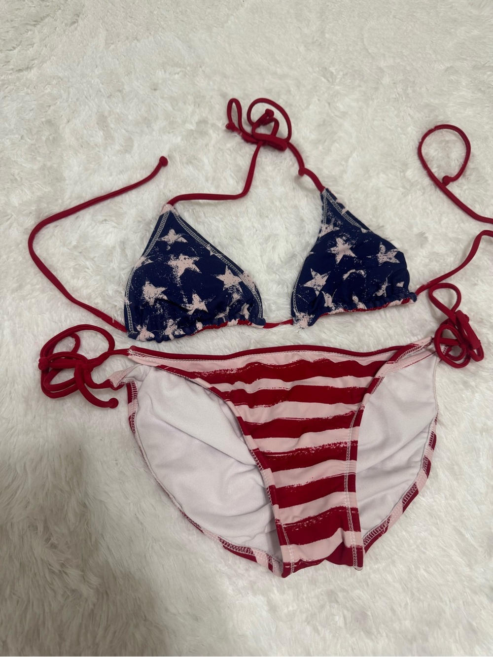 Small American flag patriotic 4 th July bikini swimsuit bathing suit outfit Star